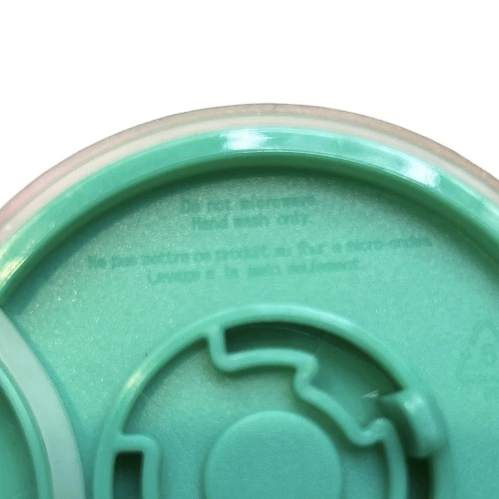 STARBUCKS Holiday 2022 Ceramic Travel Tumbler Green Striped w/ Plastic Lid 8 oz